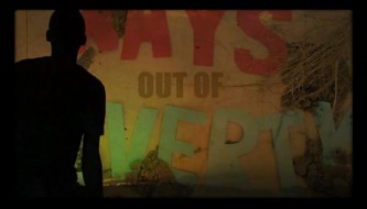 A screenshot from Youth4Media's, 'Art and Media: Ways out of Poverty' music video